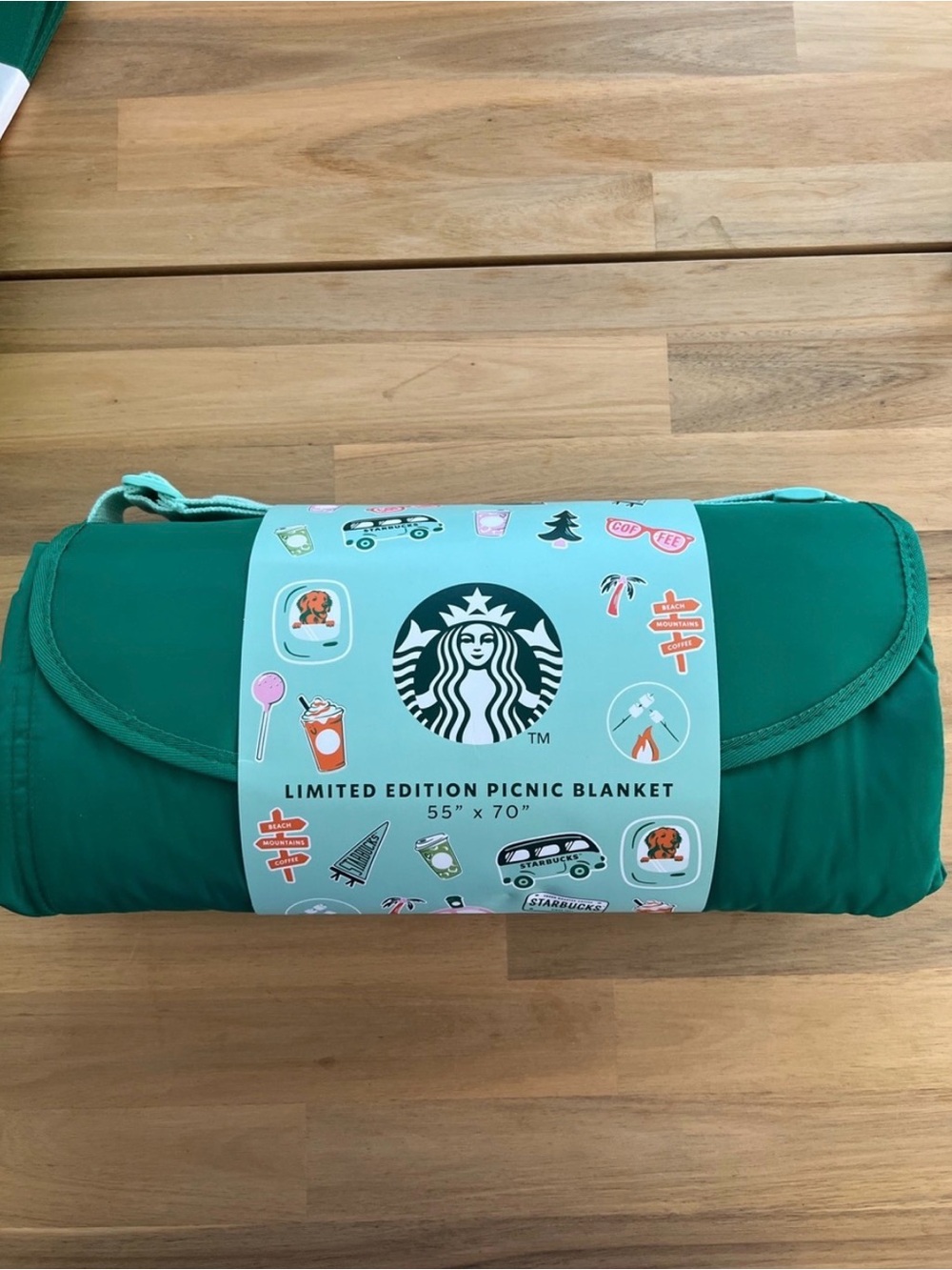 Starbucks Green Roll-Up Picnic Tote with Mint Strap - Picture 3 of 8